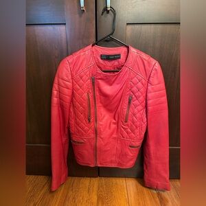 Zara Vibrant Red Leather Jacket